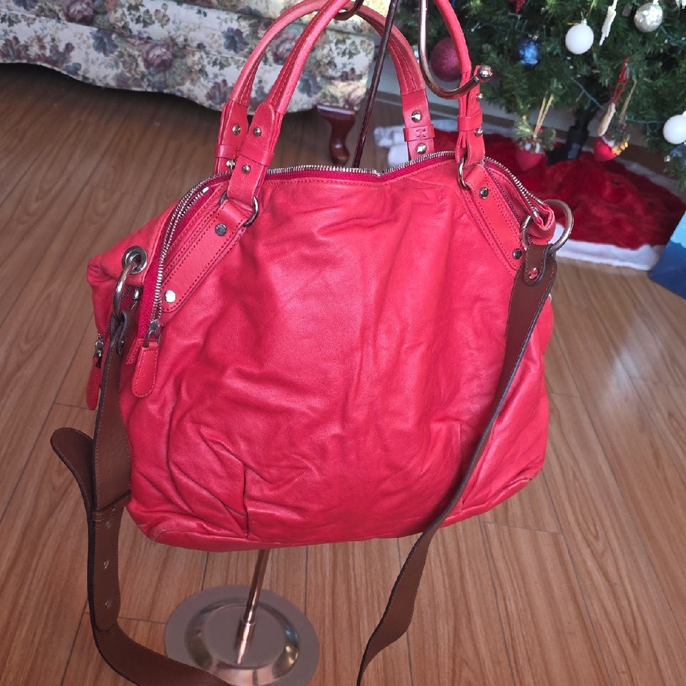 Marni Red and Brown Leather Shoulder Bag